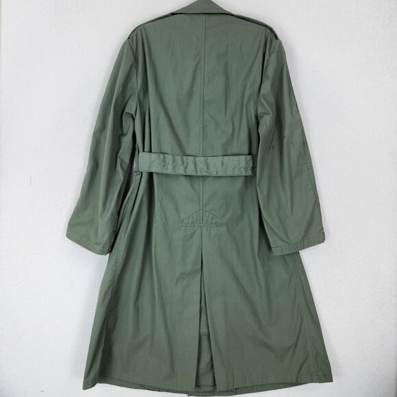 Vintage US Army Raincoat Mens 40S Green Quarpel Trench Coat Belted USGI 70s - Picture 14 of 16